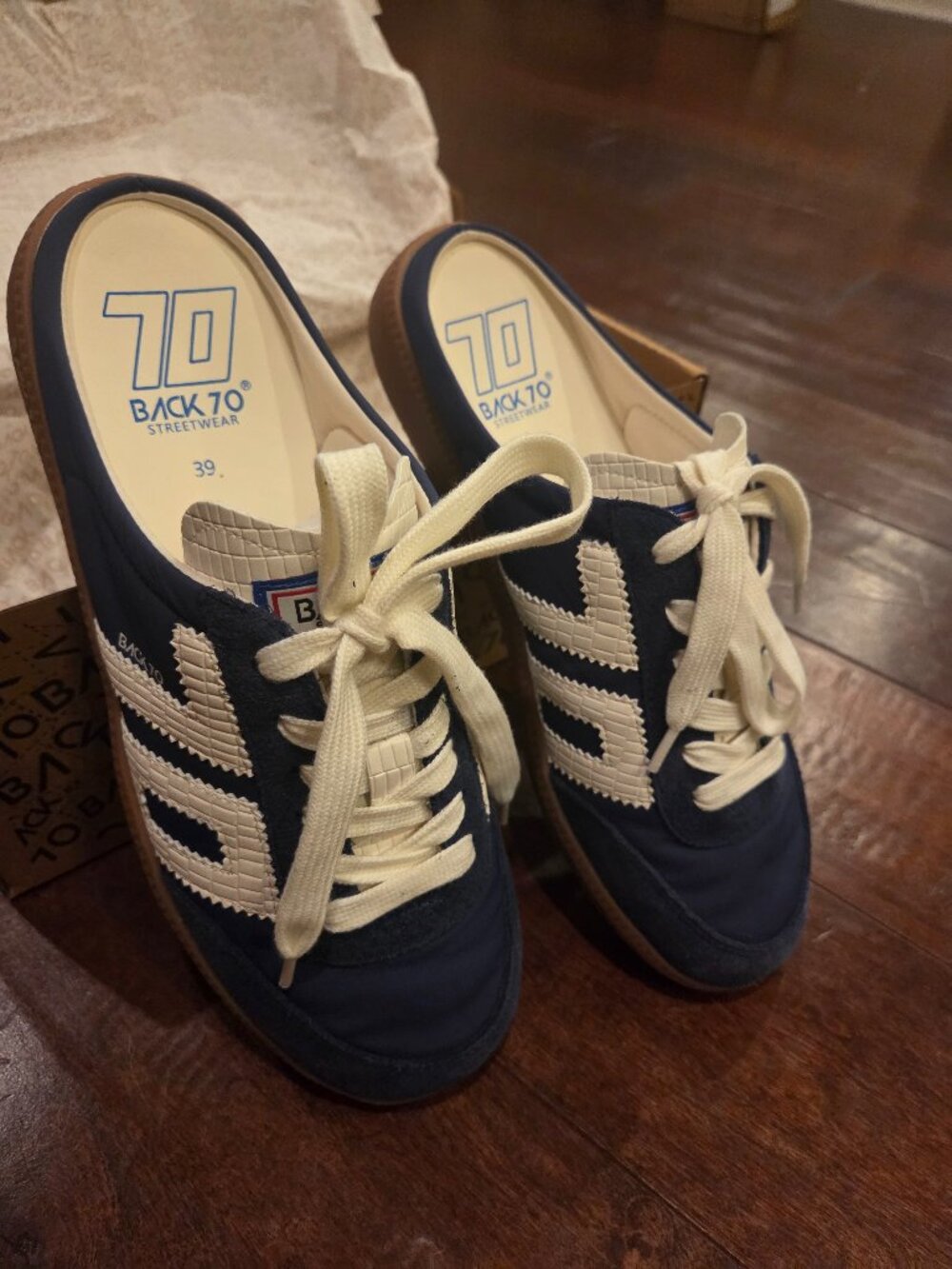 Back 70 Easter Suede Mule Sneakers - Navy/White - Size 39 (US 7.5/8) - NWB